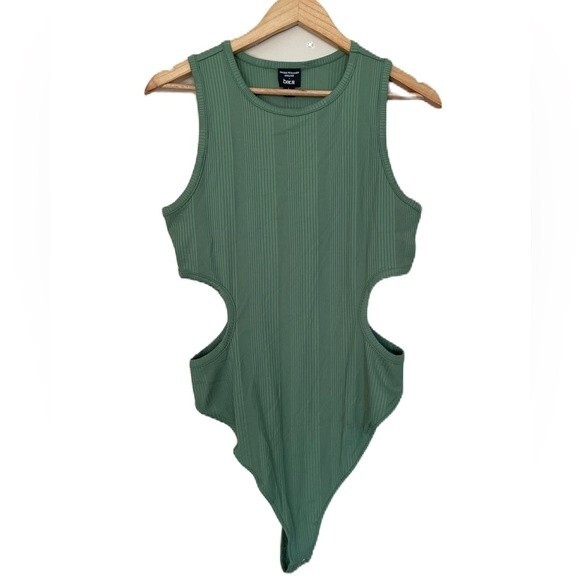 Nicole Williams English Bar III Cutout Ribbed Bodysuit Green(Size L) - Picture 3 of 11